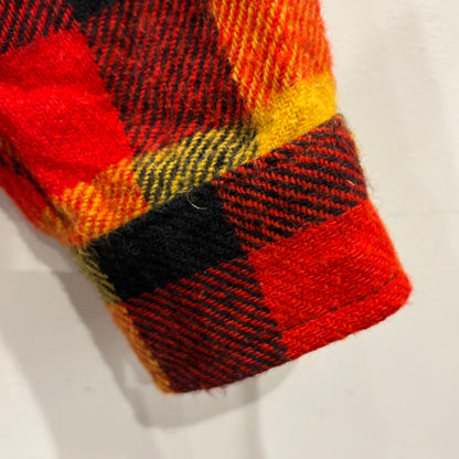 60's~70's Melton ウールチェックシャツ 赤黒黄 (サイズ不明)/A8978S-SO