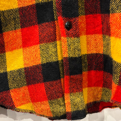 60's~70's Melton ウールチェックシャツ 赤黒黄 (サイズ不明)/A8978S-SO
