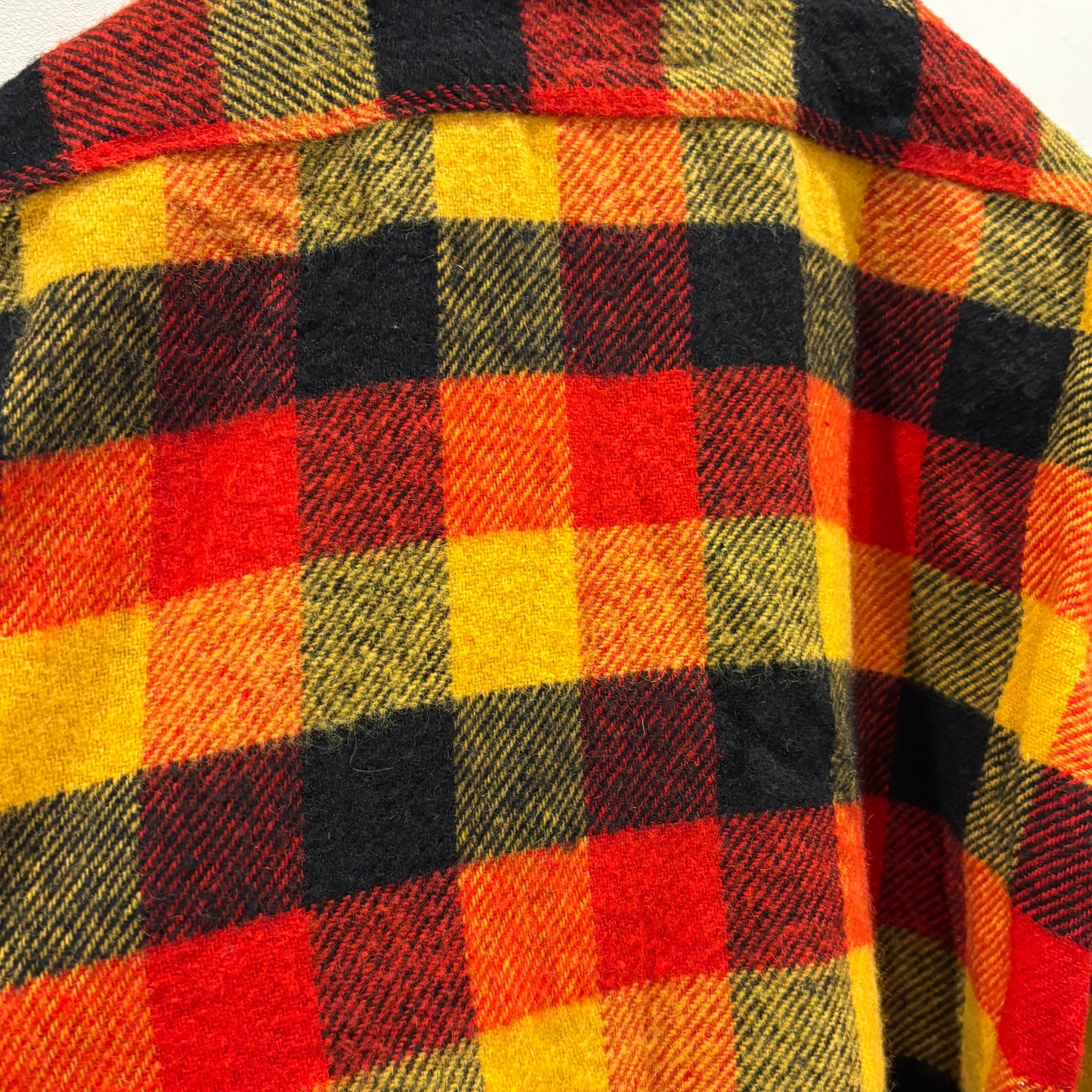 60's~70's Melton ウールチェックシャツ 赤黒黄 (サイズ不明)/A8978S-SO