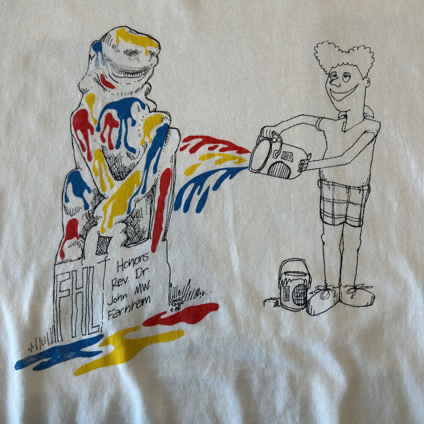 90's Hanes UNION COLLEGE イベントTシャツ アート 白(XL)/A7327T-SO