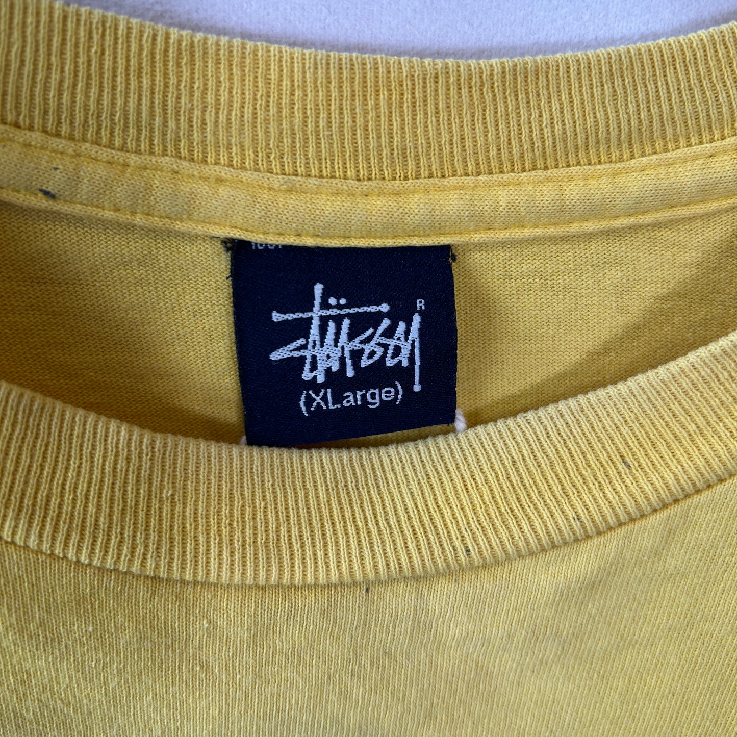 90's Stussy ステューシー スニーカー プリントTシャツ イエロー(XL)/C0744T-SO