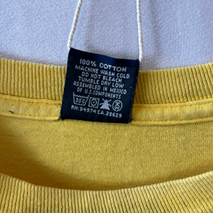 90's Stussy ステューシー スニーカー プリントTシャツ イエロー(XL)/C0744T-SO