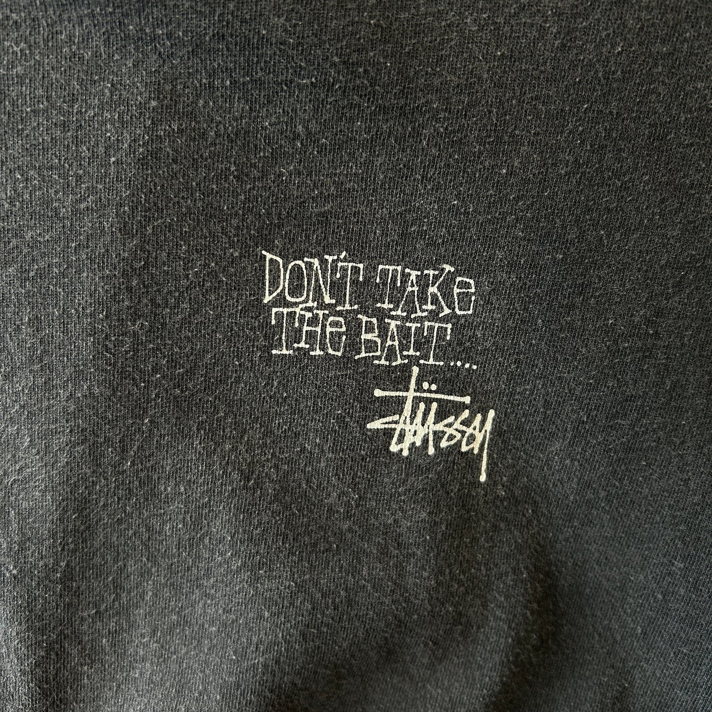 80's Stussy ステューシー Don't Take The Bite... 魚 Tシャツ ブラック (L)/C0434T-SO