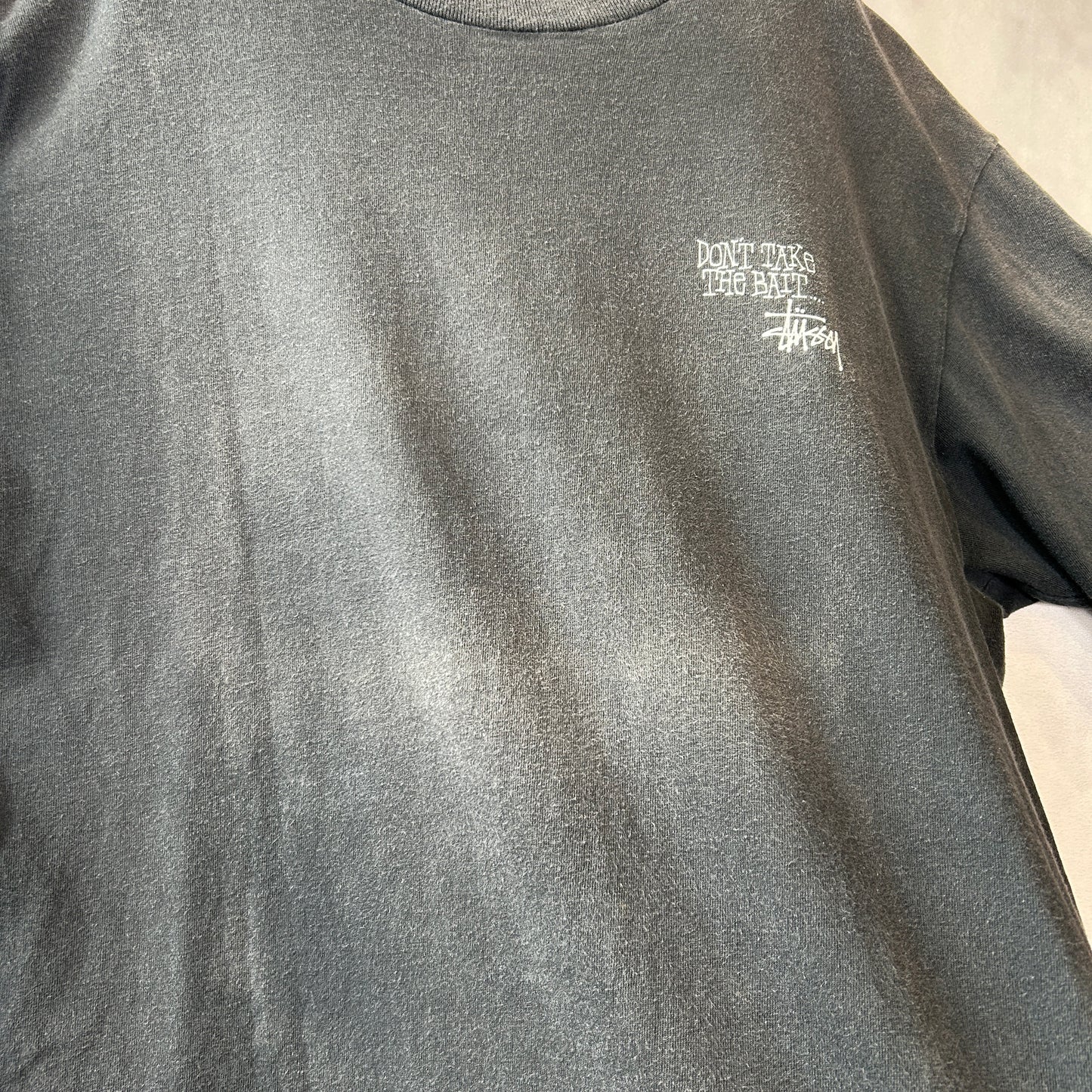 80's Stussy ステューシー Don't Take The Bite... 魚 Tシャツ ブラック (L)/C0434T-SO