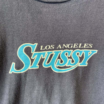 90's Stussy ステューシー LA Lakers ロゴTシャツ USA製 ネイビー(XL)/C0438T-SO
