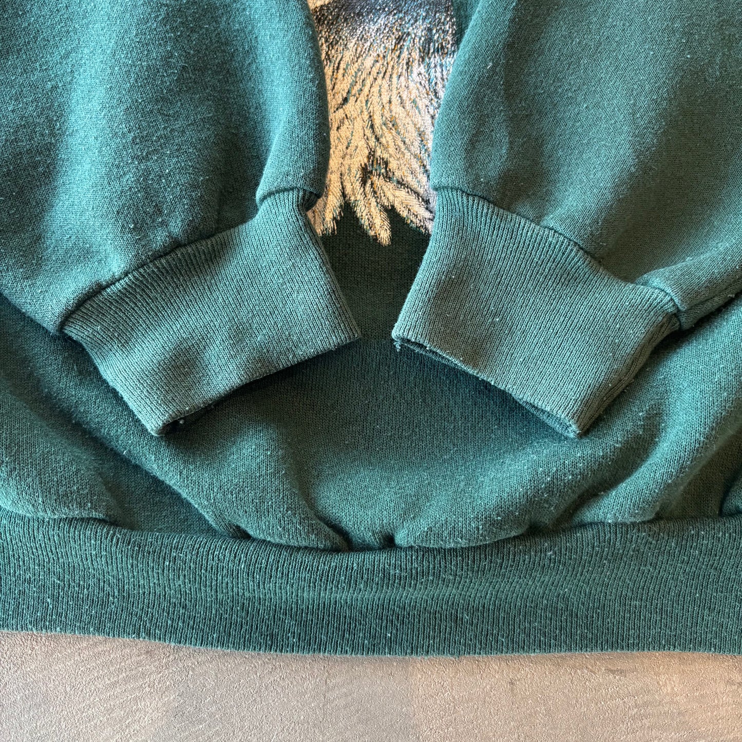 90's GROVE Eagle Print スウェットシャツ 緑 (XL)/A7837S-SO
