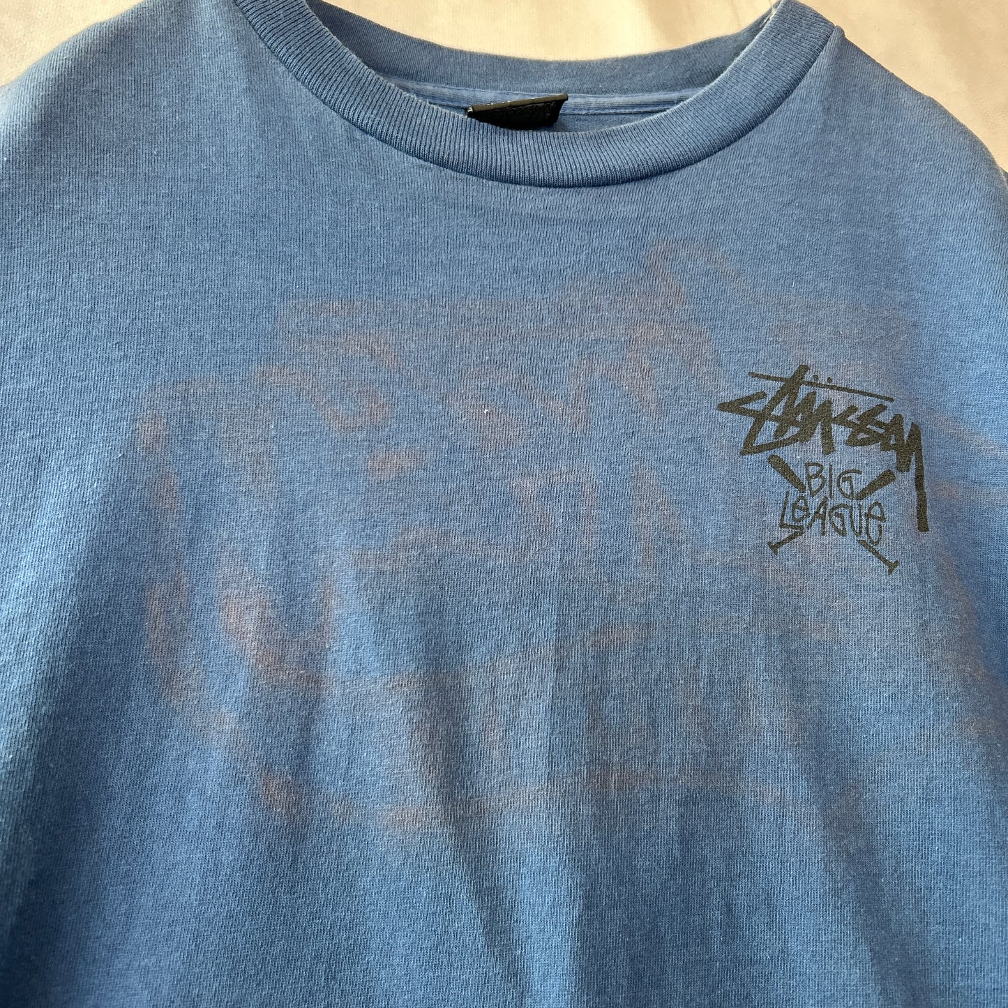 80's Old Stussy ステューシー World Tribe ロゴロンT ブルー 長袖 (L)/C0507T-SO