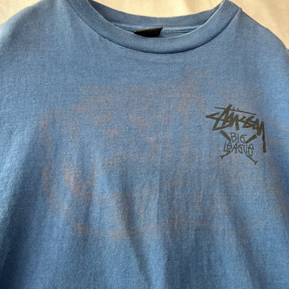 80's Old Stussy ステューシー World Tribe ロゴロンT ブルー 長袖 (L)/C0507T-SO