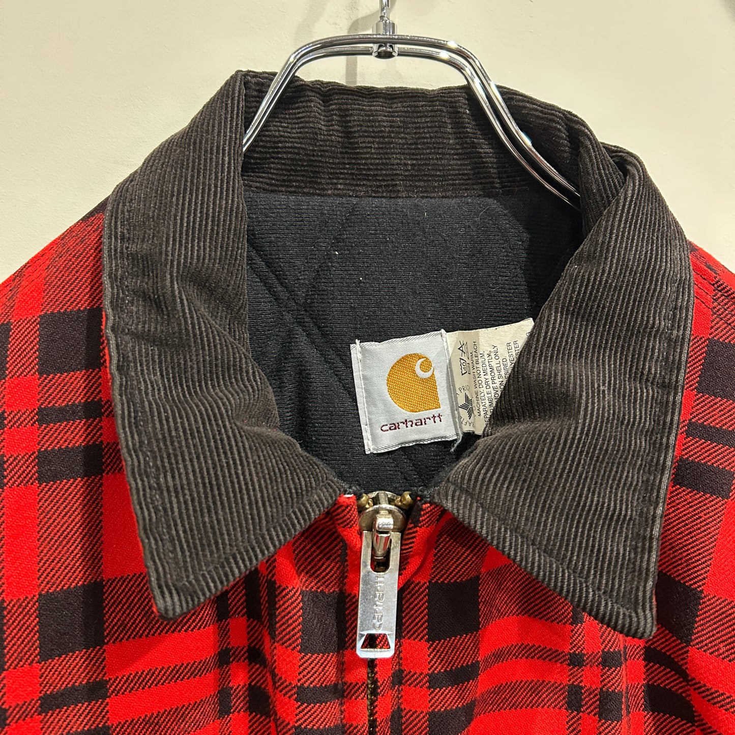 90's Carhartt カーハート JQW60 チェックボンバージャケット 赤黒(M)/B3321J-SO