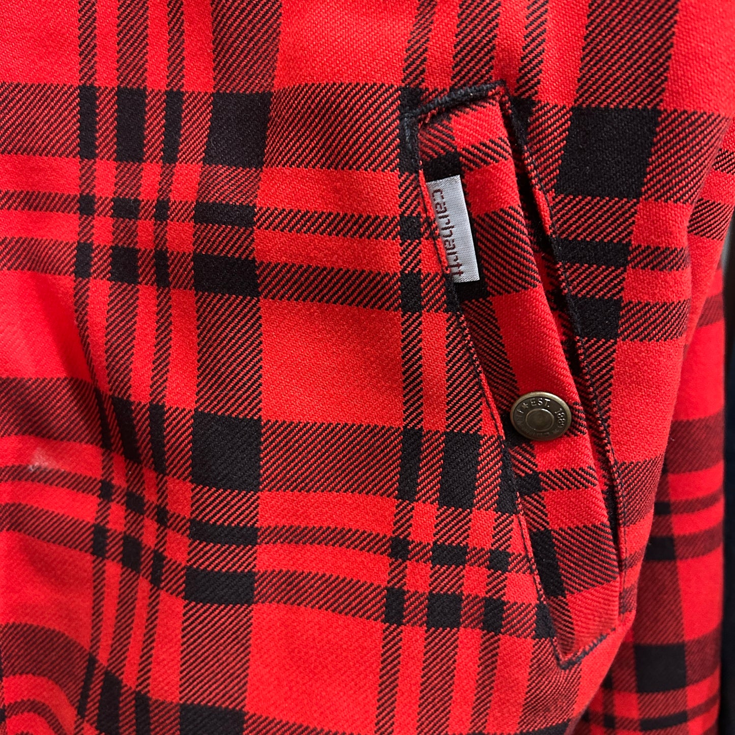 90's Carhartt カーハート JQW60 チェックボンバージャケット 赤黒(M)/B3321J-SO