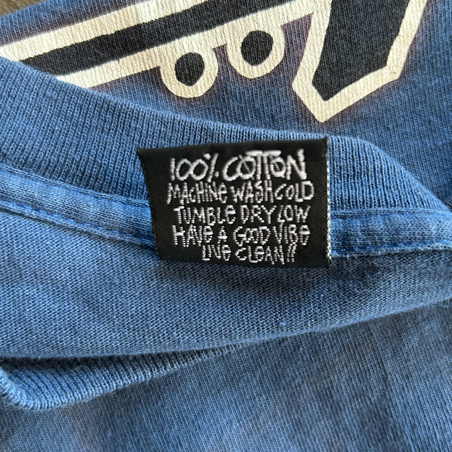 80's Old Stussy ステューシー World Tribe ロゴロンT ブルー 長袖 (L)/C0507T-SO