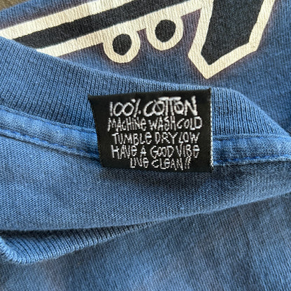 80's Old Stussy ステューシー World Tribe ロゴロンT ブルー 長袖 (L)/C0507T-SO