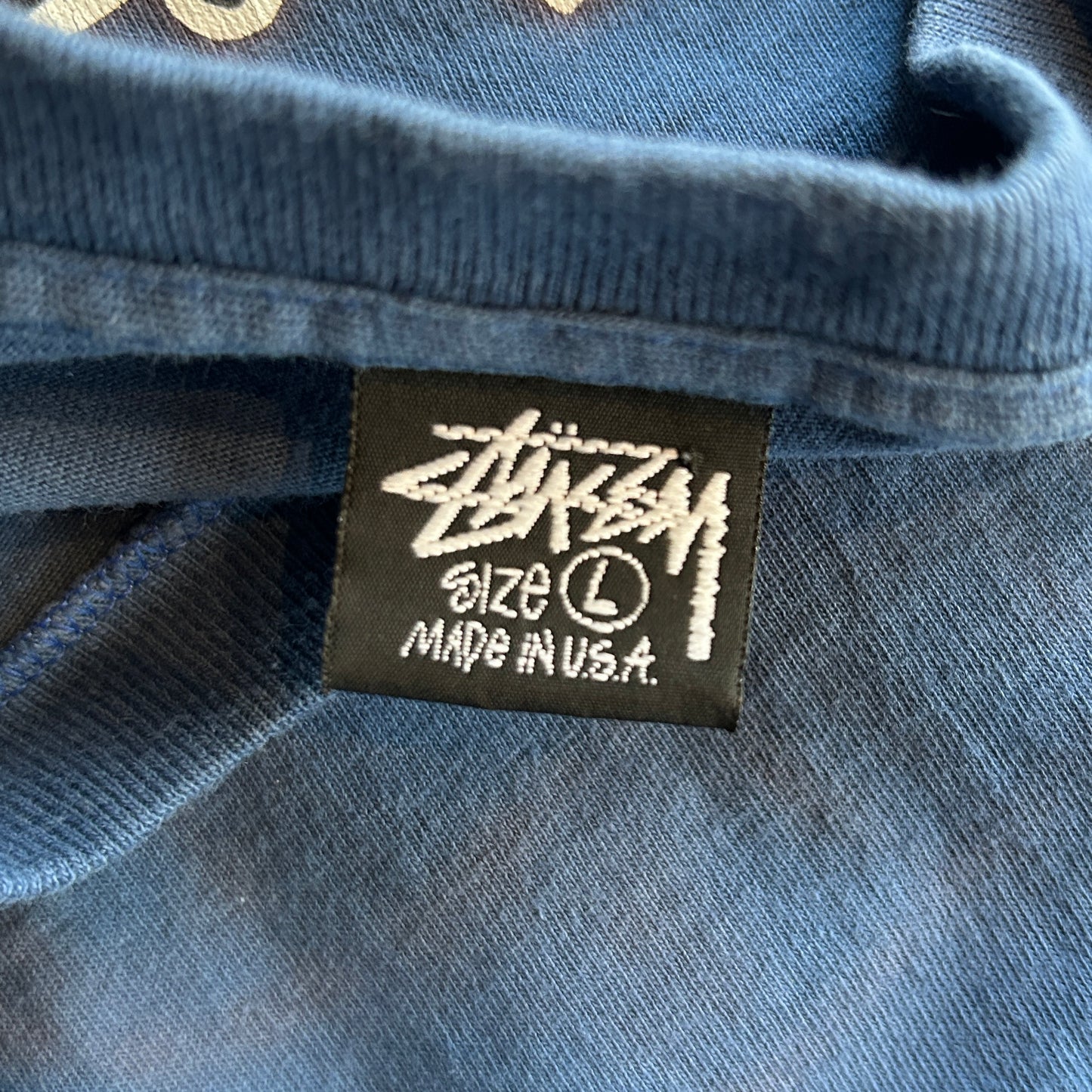 80's Old Stussy ステューシー World Tribe ロゴロンT ブルー 長袖 (L)/C0507T-SO