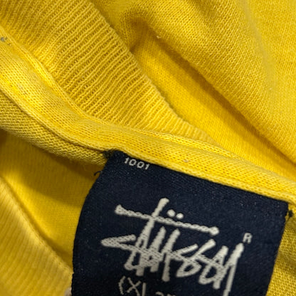 90's Stussy ステューシー スニーカー プリントTシャツ イエロー(XL)/C0744T-SO