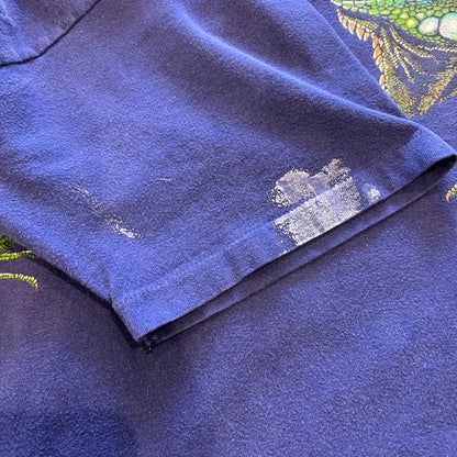 90's Hanes イグアナ アニマルプリントTシャツ 動物 紫(XL)/B2731T-SO