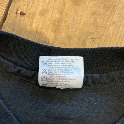 80's Hanes メッセージTシャツ シングルステッチ 黒(XL)B2807T-SO