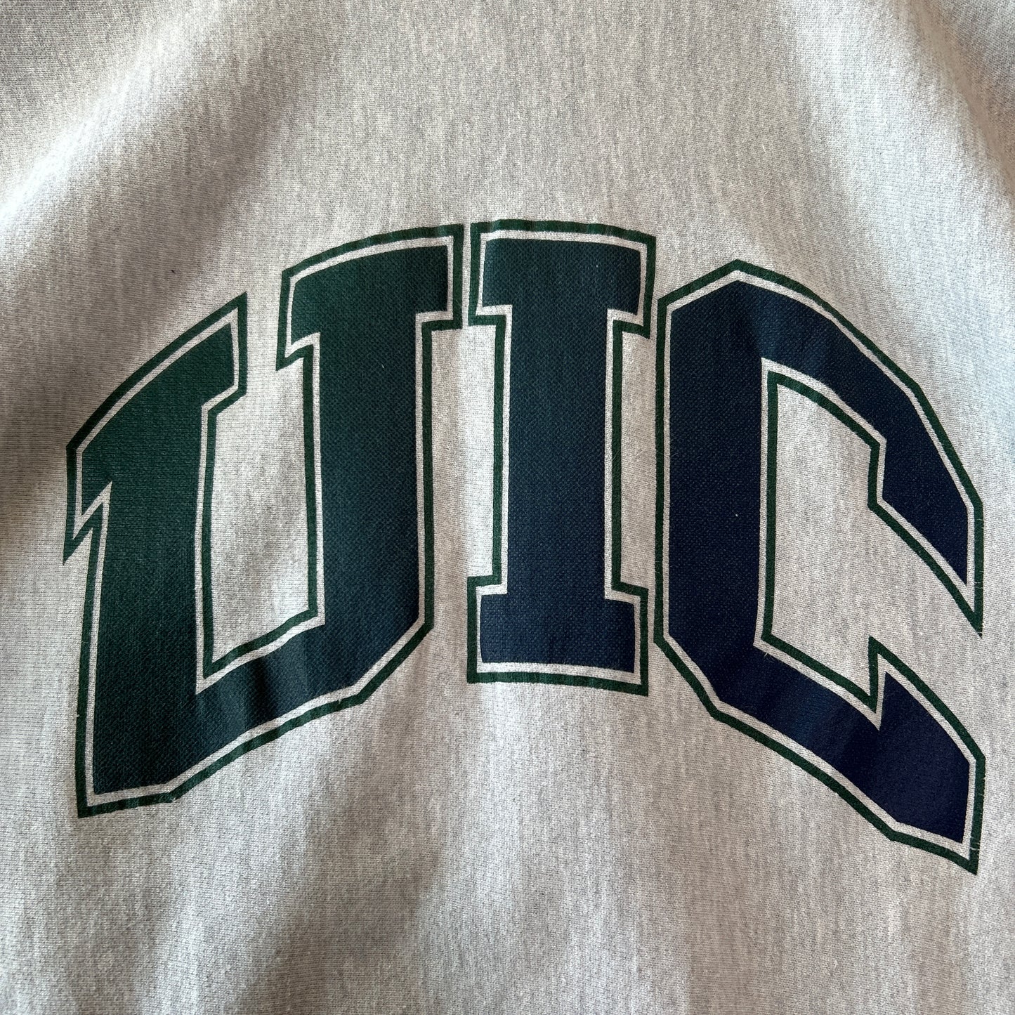 90's Champion Reverse Weave リバースウィーブ UIC 両面プリント カレッジスウェット クレイジーパターン (XL)/A8604R-SO