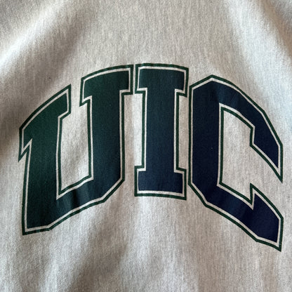 90's Champion Reverse Weave リバースウィーブ UIC 両面プリント カレッジスウェット クレイジーパターン (XL)/A8604R-SO
