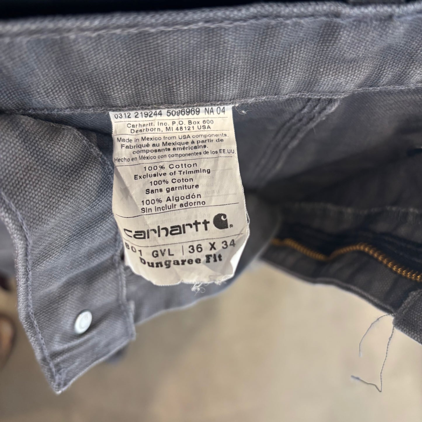 Carhartt カーハート ダブルニー ワークパンツ B01 GVL グレー (36×34)/B3433P-SO