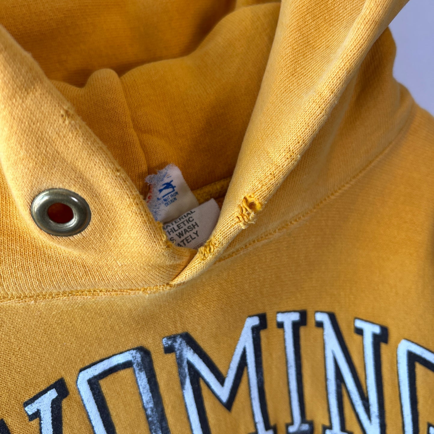 80's Champion リバースウィーブ WYOMING スウェットフーディー イエロー(Small)/C1442R-0SO