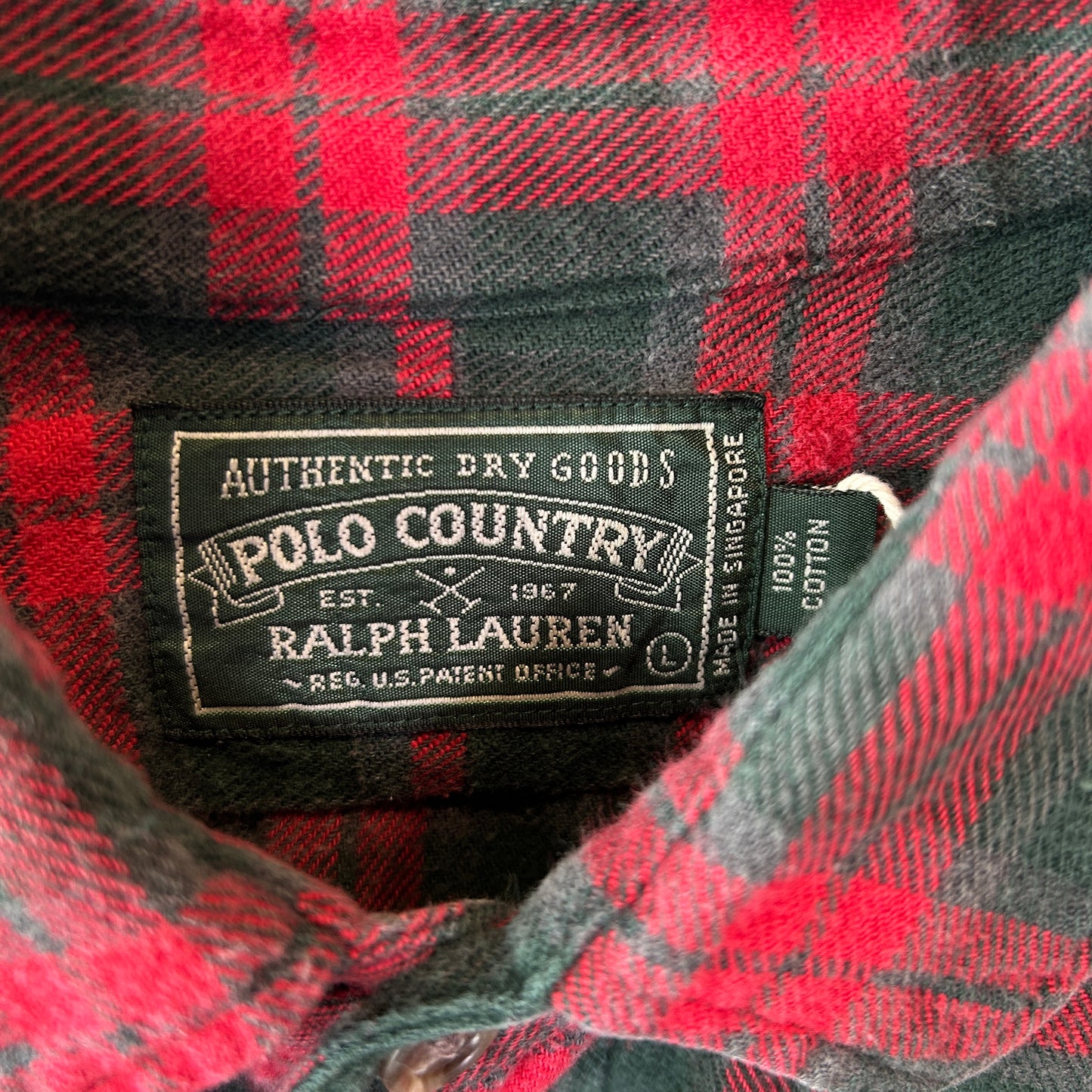 90's POLO COUNTRY ポロカントリー ラルフ ネルシャツ(L)/C0751SH-SO