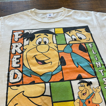 90's DELTA "FRED FLINTSTONE" Tシャツ ホワイト (L)/A7575T-SO