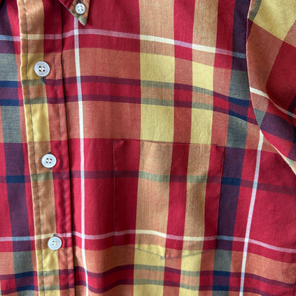 70's Sears Perma Prest シアーズ ボタンダウンチェックシャツ (M)/6708SH-SO