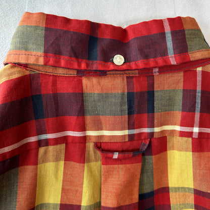 70's Sears Perma Prest シアーズ ボタンダウンチェックシャツ (M)/6708SH-SO