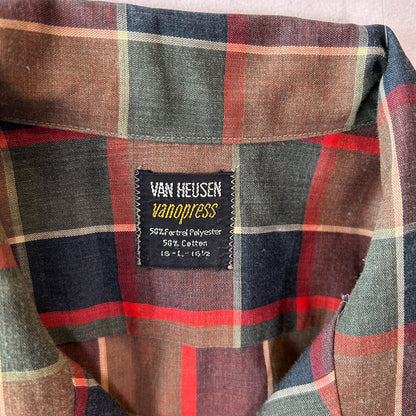 60's Van Heusen  コットン/ポリ混紡 オープンカラーシャツ (L)/C0747SH-SO