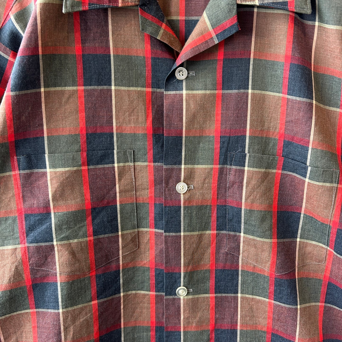 60's Van Heusen  コットン/ポリ混紡 オープンカラーシャツ (L)/C0747SH-SO
