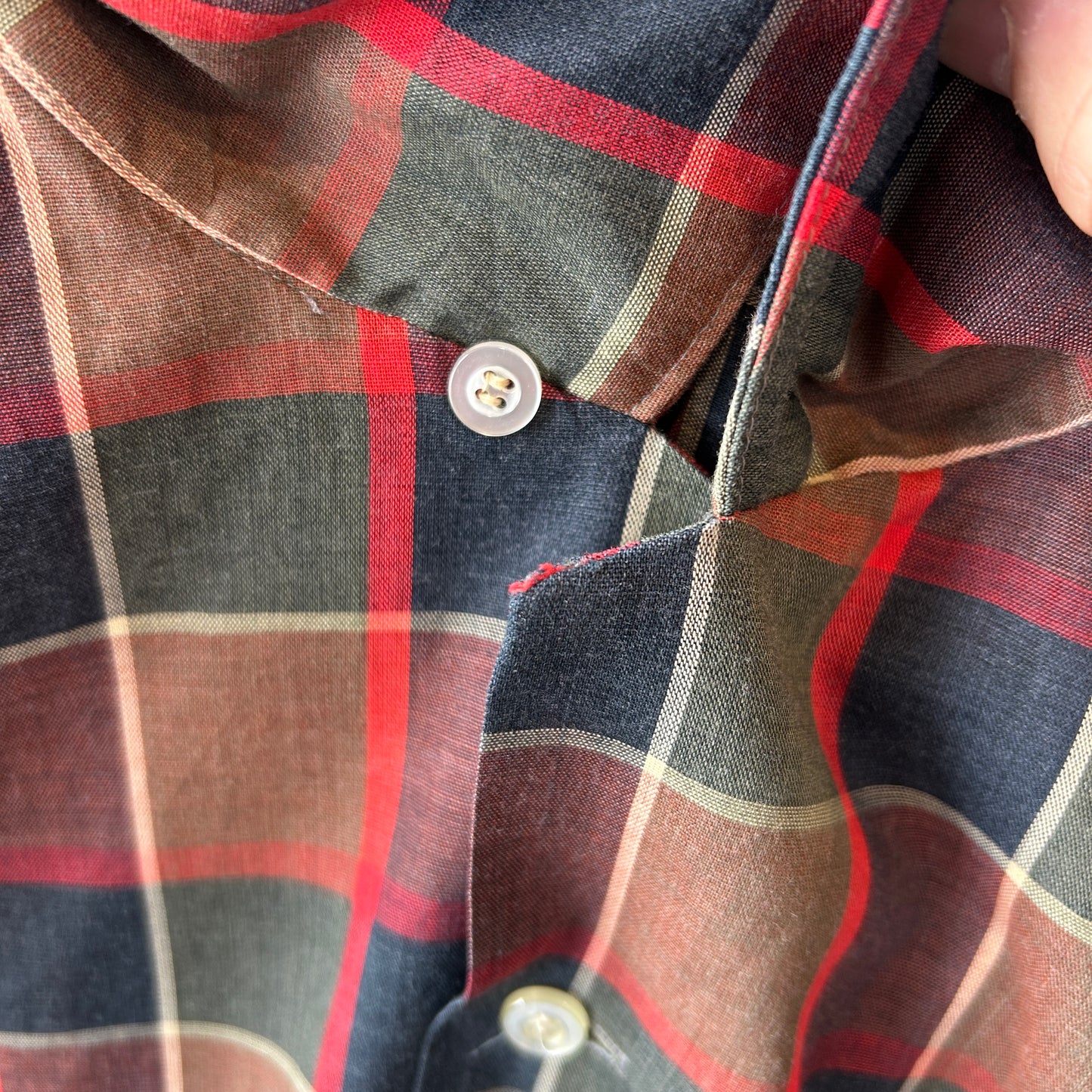 60's Van Heusen  コットン/ポリ混紡 オープンカラーシャツ (L)/C0747SH-SO