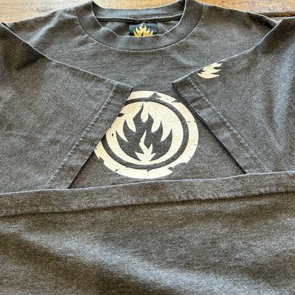 00's BLACK LABEL FIRE ブラックレーベル ロゴTシャツ グレー (L)/A7556T-SO