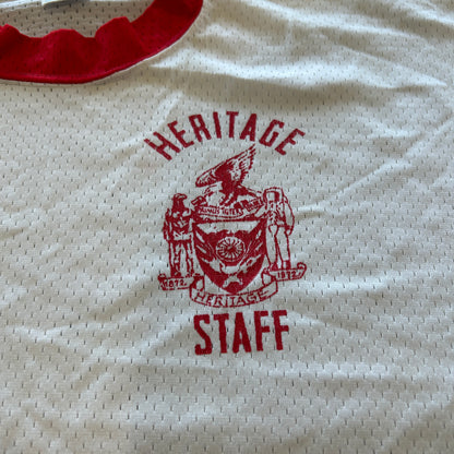 70's champion "HERITAGE STAFF" Tシャツ ホワイト (44)/A7560T-SO