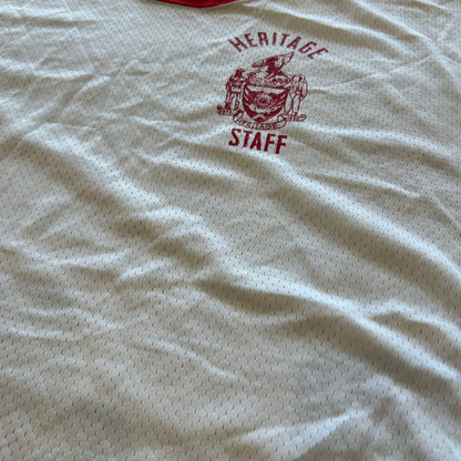 70's champion "HERITAGE STAFF" Tシャツ ホワイト (44)/A7560T-SO