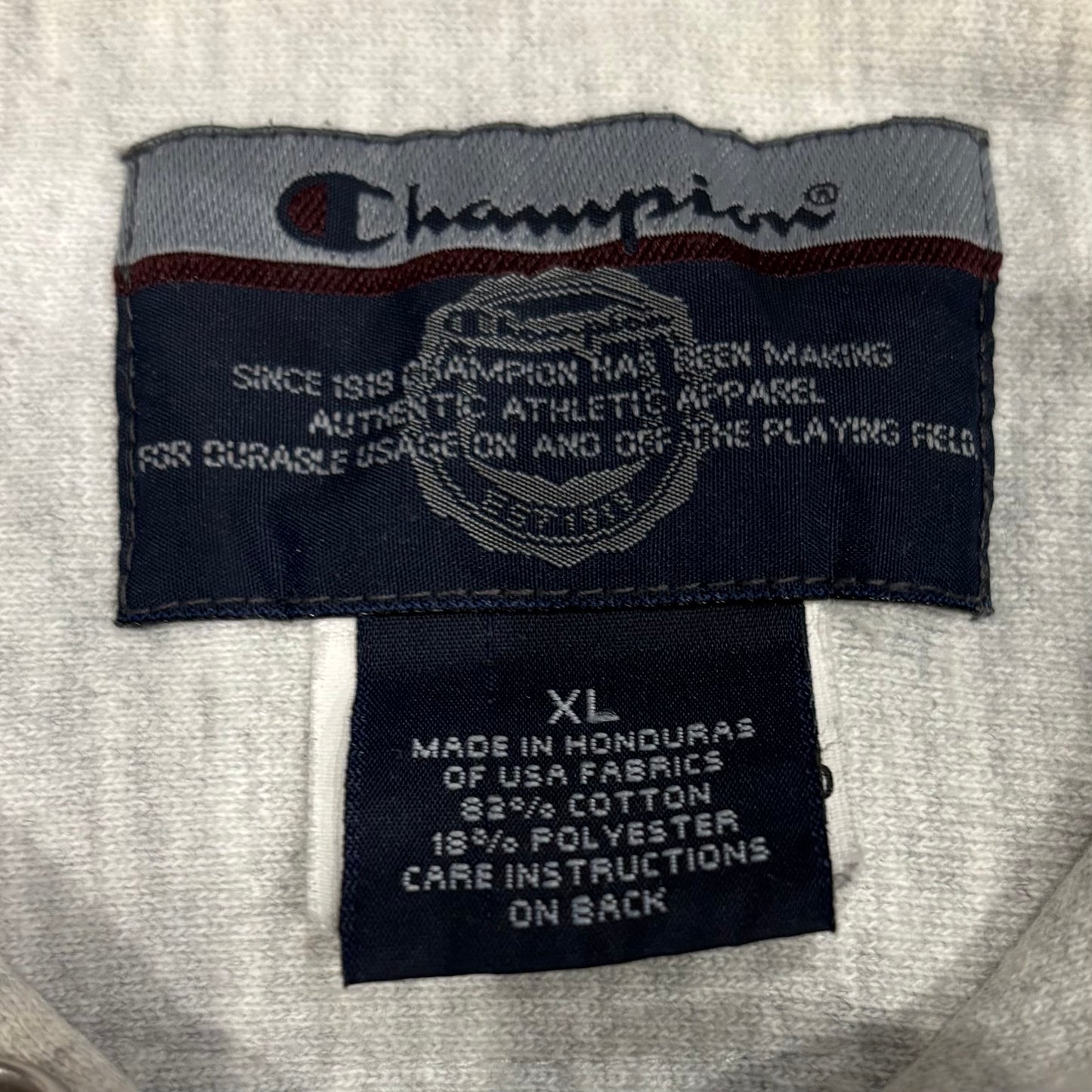00's Champion REVERSE WEAVE リバースウィーブ CORNELL 両面プリント カレッジフーディー アッシュグレー (XL)/A8197S-SO