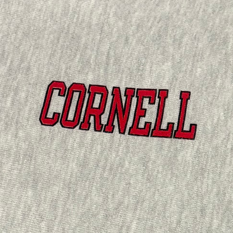 00's Champion REVERSE WEAVE リバースウィーブ CORNELL 両面プリント カレッジフーディー アッシュグレー (XL)/A8197S-SO