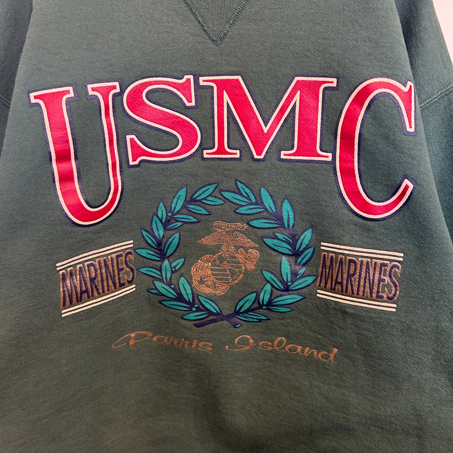 90's SOFEE USMC プリントスウェット ミリタリー グリーン(L)/A9622S-SO