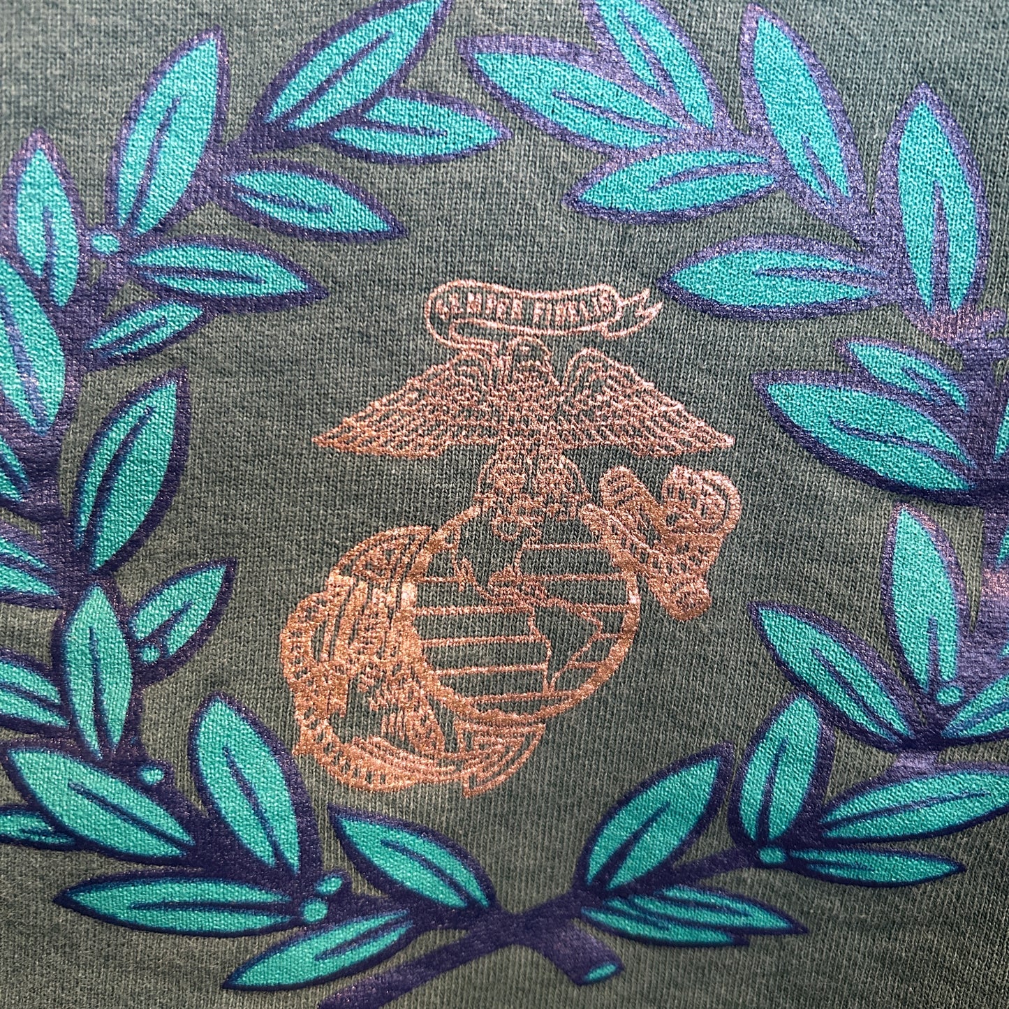 90's SOFEE USMC プリントスウェット ミリタリー グリーン(L)/A9622S-SO