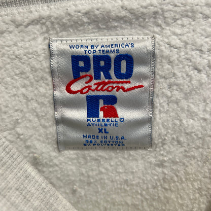 90's Russell Athletic ラッセル PRO Cotton ３段プリントカレッジスウェット グレー(XL)/A8518S-SO