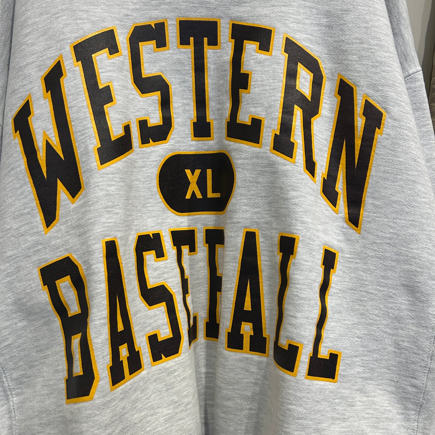 90's Russell Athletic ラッセル PRO Cotton ３段プリントカレッジスウェット グレー(XL)/A8518S-SO