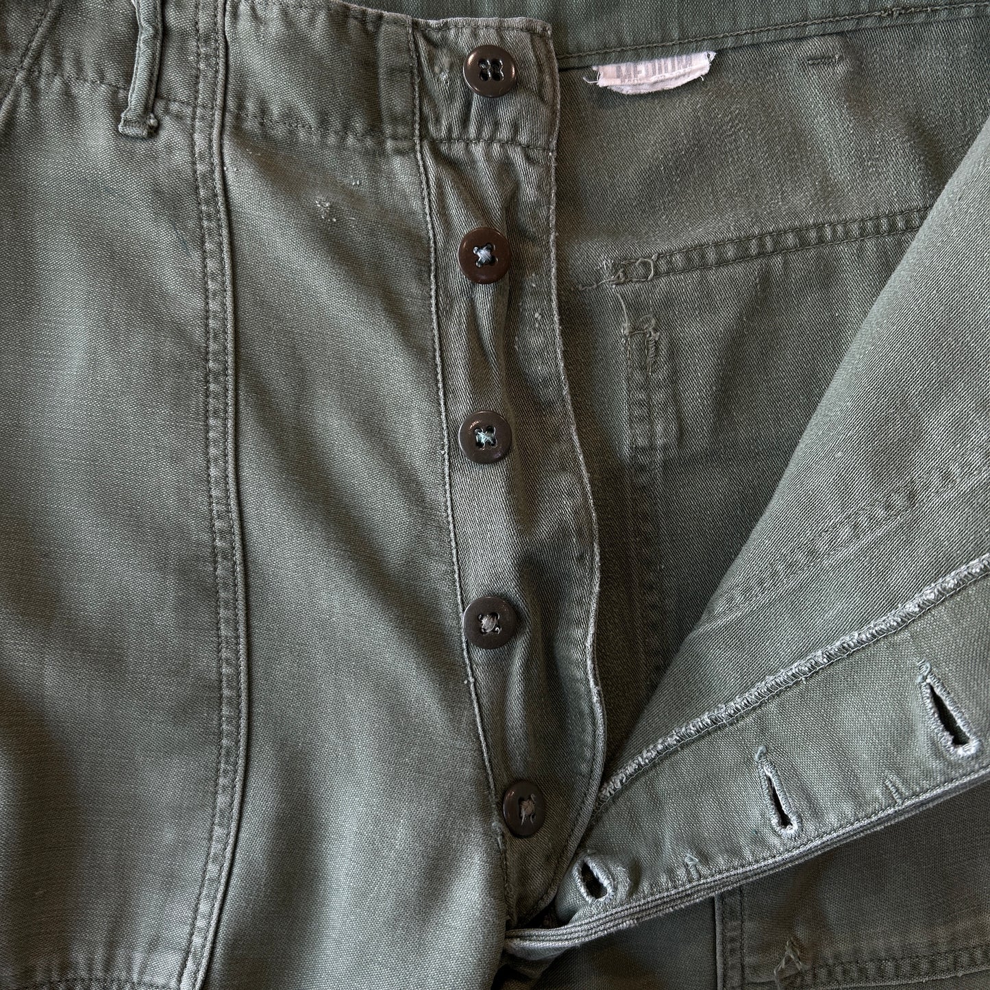 60's U.S.ARMY OG-107 Utility Pants ベイカーパンツ サイドアジャスター 平ボタン(Medium)/C1448P-SO