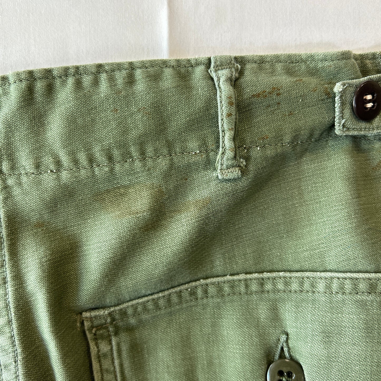 60's U.S.ARMY OG-107 Utility Pants ベイカーパンツ サイドアジャスター 平ボタン(Medium)/C1448P-SO