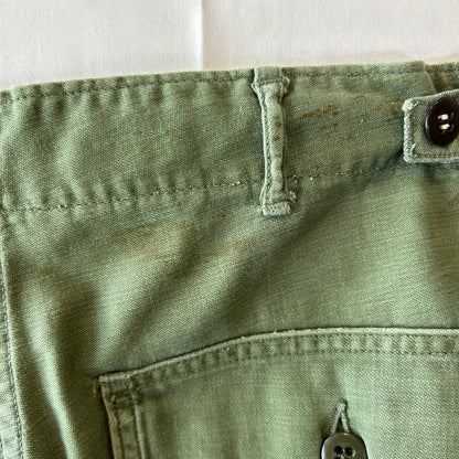 60's U.S.ARMY OG-107 Utility Pants ベイカーパンツ サイドアジャスター 平ボタン(Medium)/C1448P-SO