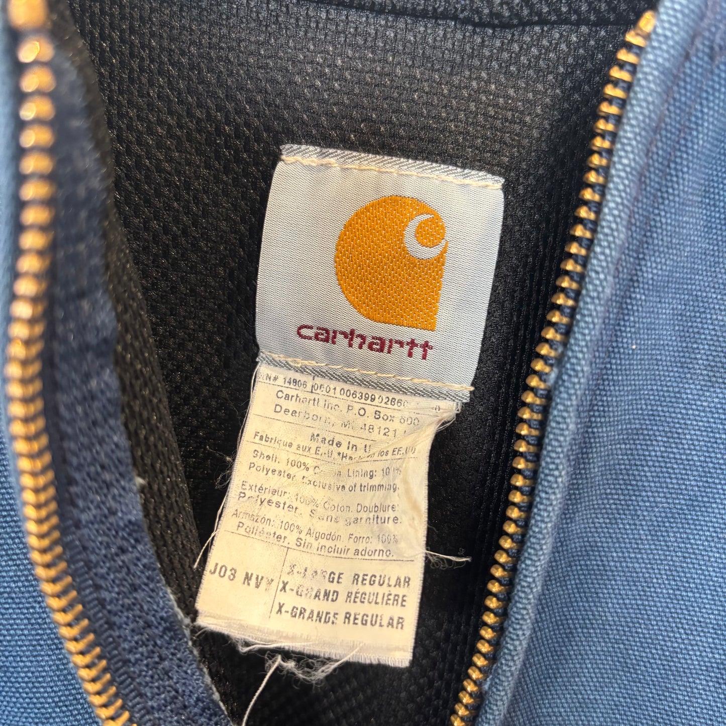 00's Carhartt カーハート 企業ロゴ入り アクティブジャケット "Tommy Williams Welding" J03 NVY 紺 (XL)/B3402J-SO