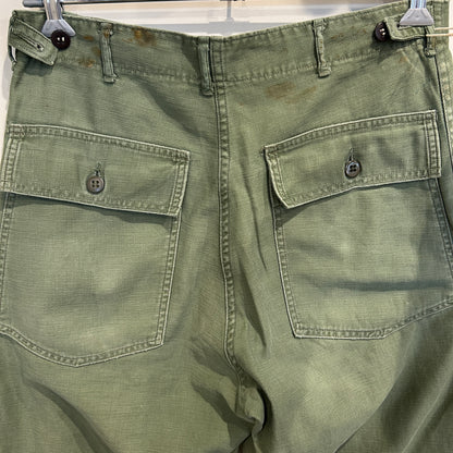 60's U.S.ARMY OG-107 Utility Pants ベイカーパンツ サイドアジャスター 平ボタン(Medium)/C1448P-SO