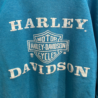 80's Harley Davidson ハーレー 発泡/ラバー両面プリントスウェット ターコイズ/A8411S-SO