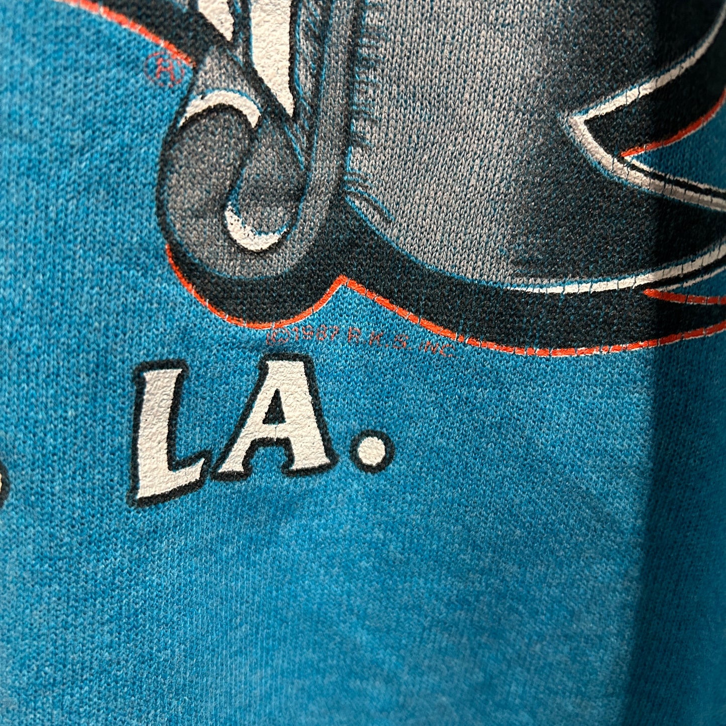 80's Harley Davidson ハーレー 発泡/ラバー両面プリントスウェット ターコイズ/A8411S-SO