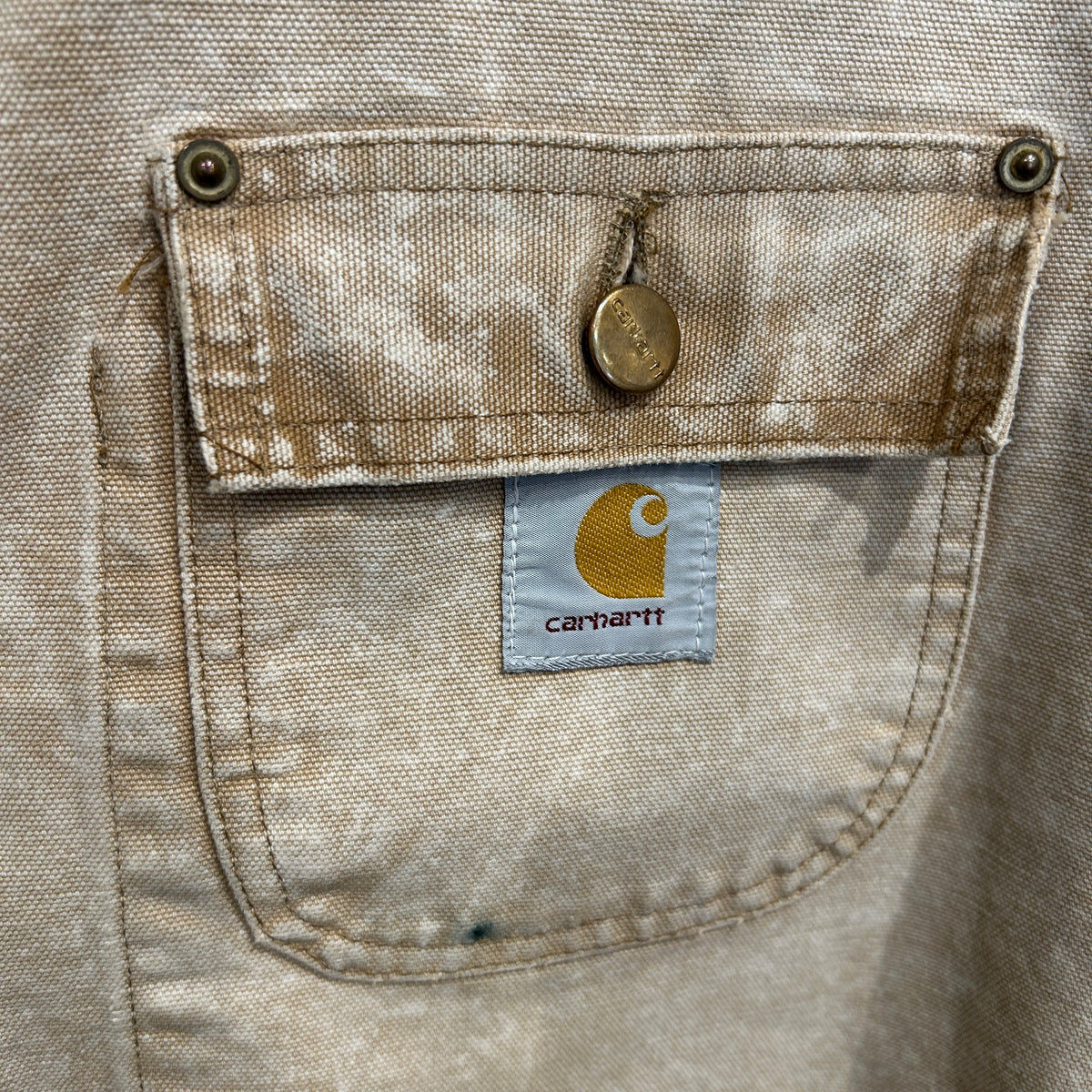 90's~ Carhartt カーハート 裏地無し チョアコート ベージュ (サイズ不明)/C0312J-SO