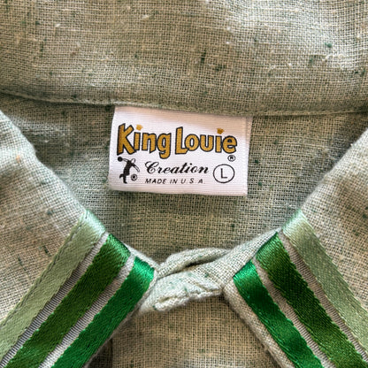 70's King Louie ボーリングシャツ コットン/ポリ混紡 薄緑(L)/A7040SH-SO