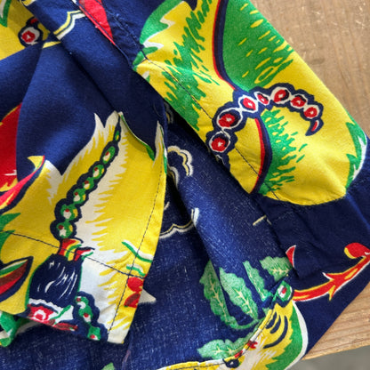 90's Polo by Ralph Lauren ラルフ CALDWELL アロハシャツ オープンカラー 紺(M)/A7418SH-SO